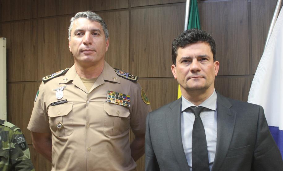 Agenda do ministro Sérgio Moro é acompanhada pelo Comando-Geral da PM, em São José dos Pinhais