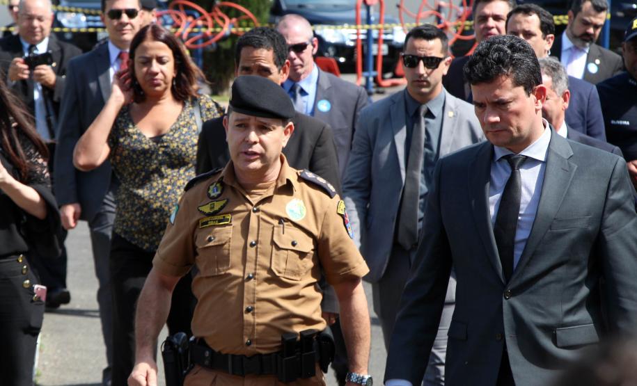 Agenda do ministro Sérgio Moro é acompanhada pelo Comando-Geral da PM, em São José dos Pinhais