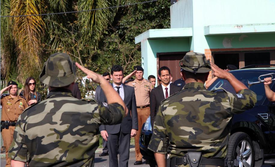 Agenda do ministro Sérgio Moro é acompanhada pelo Comando-Geral da PM, em São José dos Pinhais