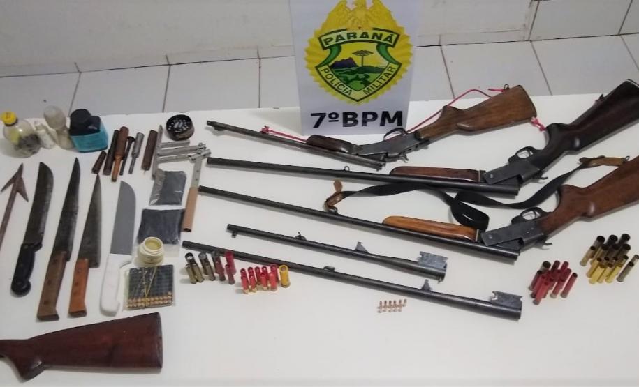 Em situações distintas, PM apreende três espingardas e recupera dois veículos no Noroeste do estado