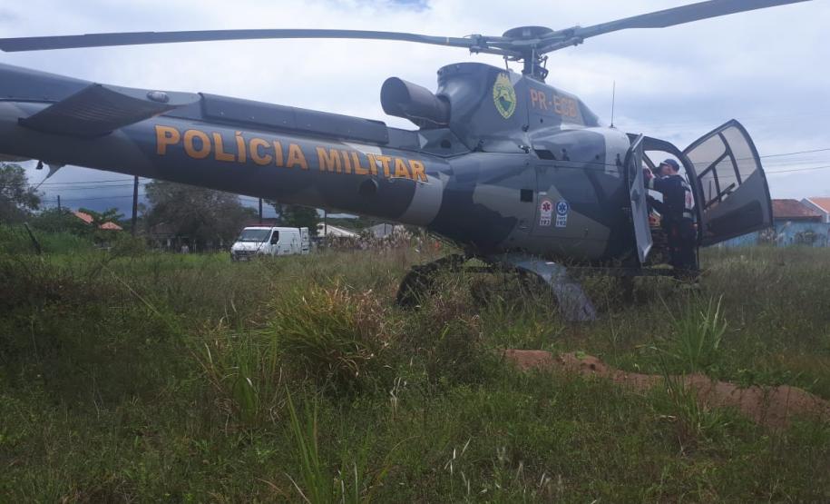 Em apenas quatro minutos, BPMOA faz remoção aérea de mulher vítima de AVC em Pontal do Paraná para o Hospital Regional de Paranaguá