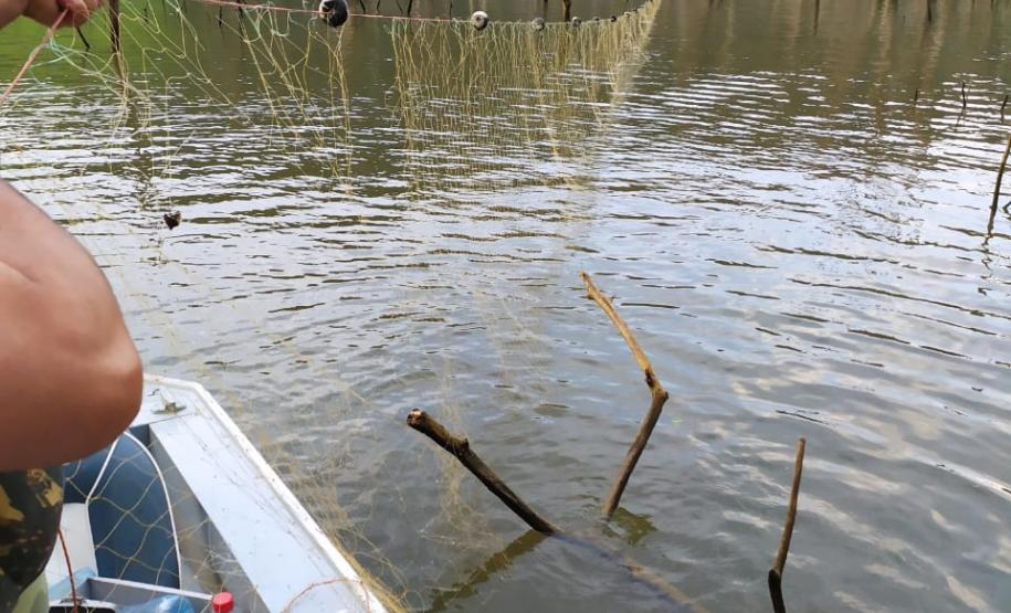 BPAmb-FV apreende mais de 500 metros de redes para pesca ilegal em Telêmaco Borba (PR)