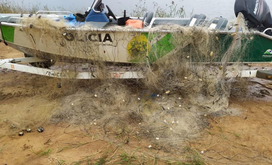BPAmb-FV apreende mais de 500 metros de redes para pesca ilegal em Telêmaco Borba (PR)