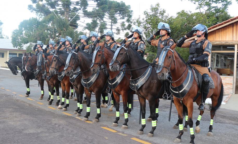 Regimento de Polícia Montada da PM celebra passagem de comando durante solenidade militar em Curitiba
