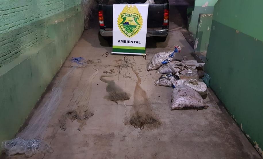 No Centro-Norte do estado, Polícia Ambiental apreende 147 quilos de peixe e redes de pesca