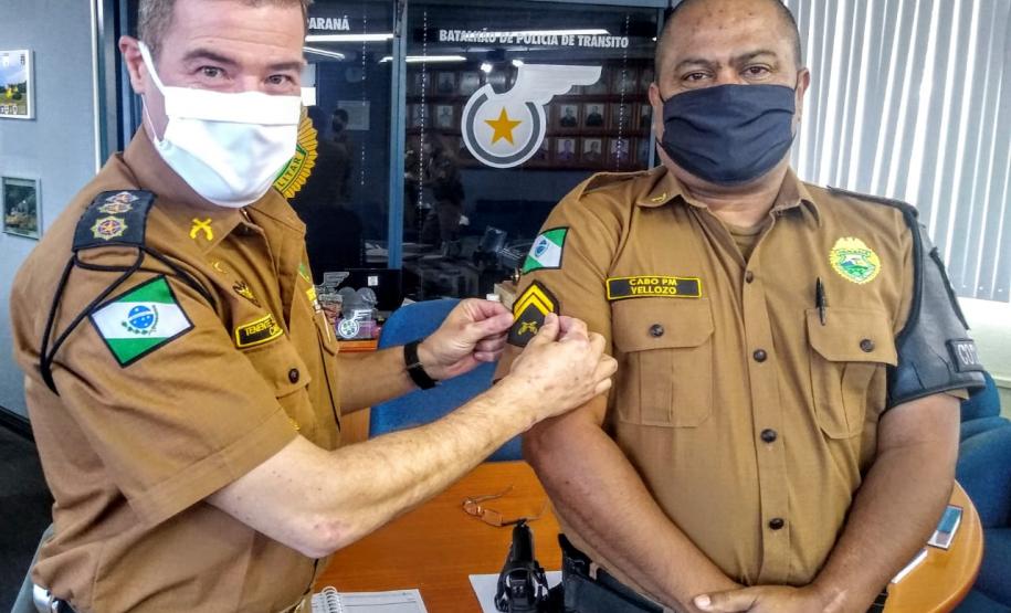 No BPTran, praças promovidos recebem as novas divisas do comandante da unidade