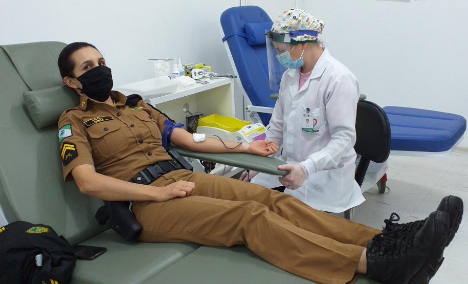 Batalhão da PM no Sudoeste do estado promove campanha de doação de sangue por conta do Maio Amarelo