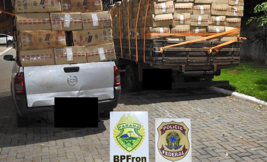 BPFron apreende R$ 1,3 milhão em cigarros contrabandeados e veículos em Guaíra (PR)