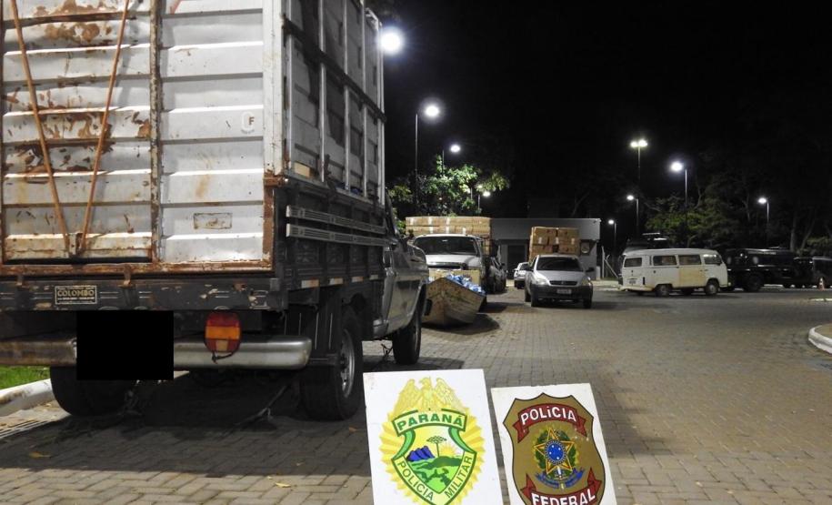 BPFron apreende R$ 1,3 milhão em cigarros contrabandeados e veículos em Guaíra (PR)