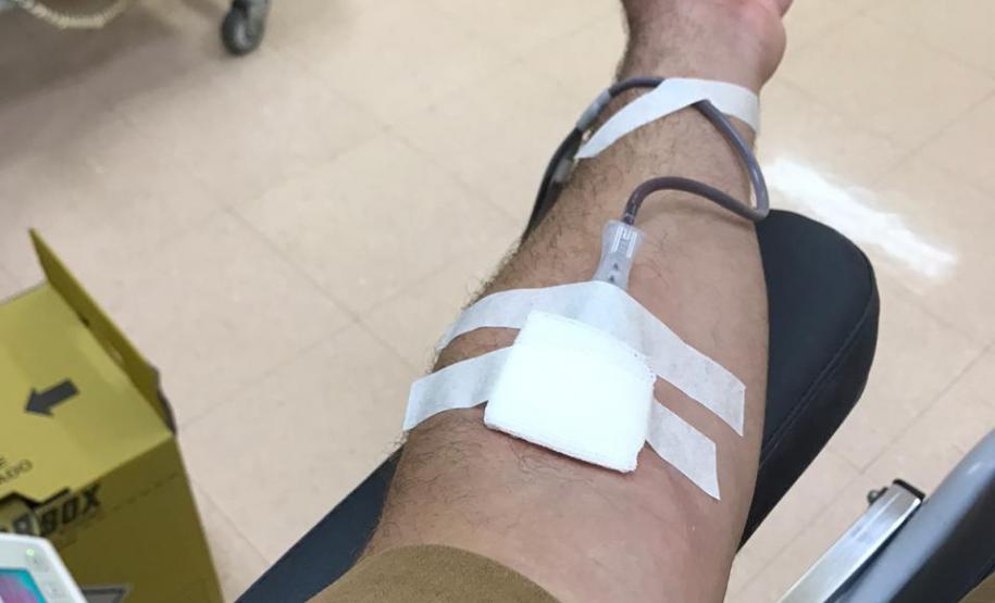 Policiais militares fazem doação de sangue coletiva no Norte do estado pelo Dia Mundial do Doador de Sangue