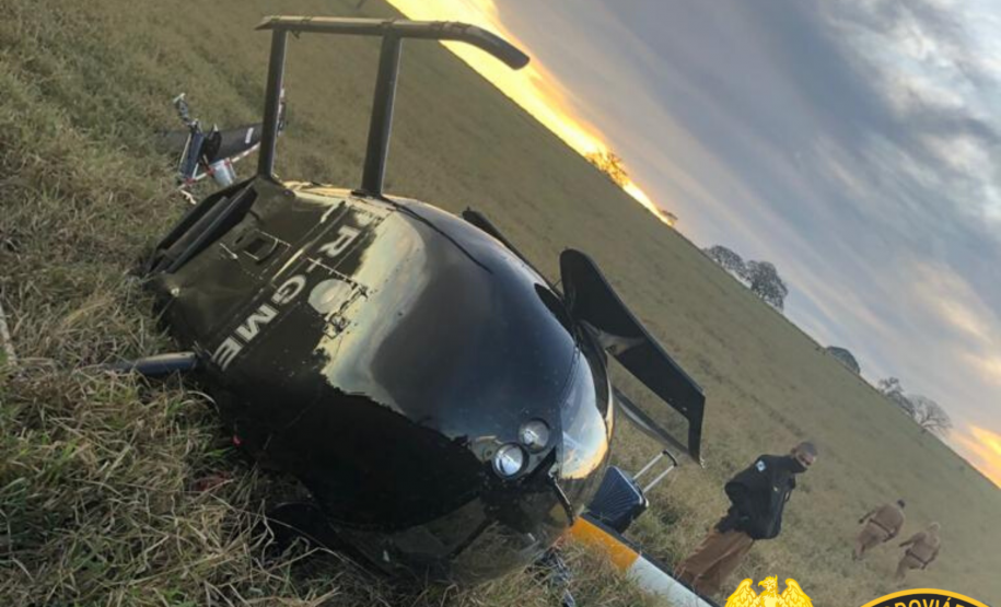 Helicóptero cai em área rural e PM apreende R$ 500 mil em dinheiro no Noroeste do estado