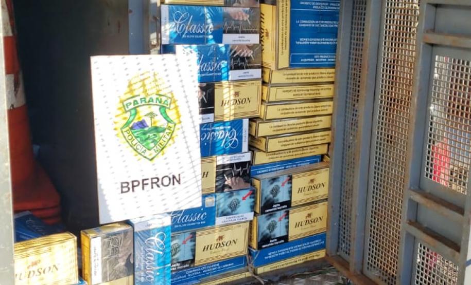 No Oeste do estado, BPFron apreende R$ 30 mil em cigarros contrabandeados