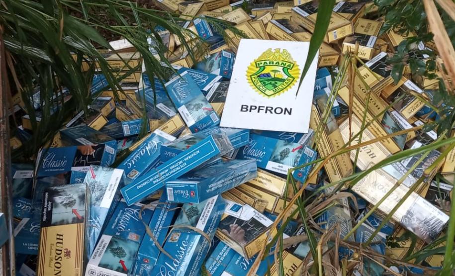 No Oeste do estado, BPFron apreende R$ 30 mil em cigarros contrabandeados