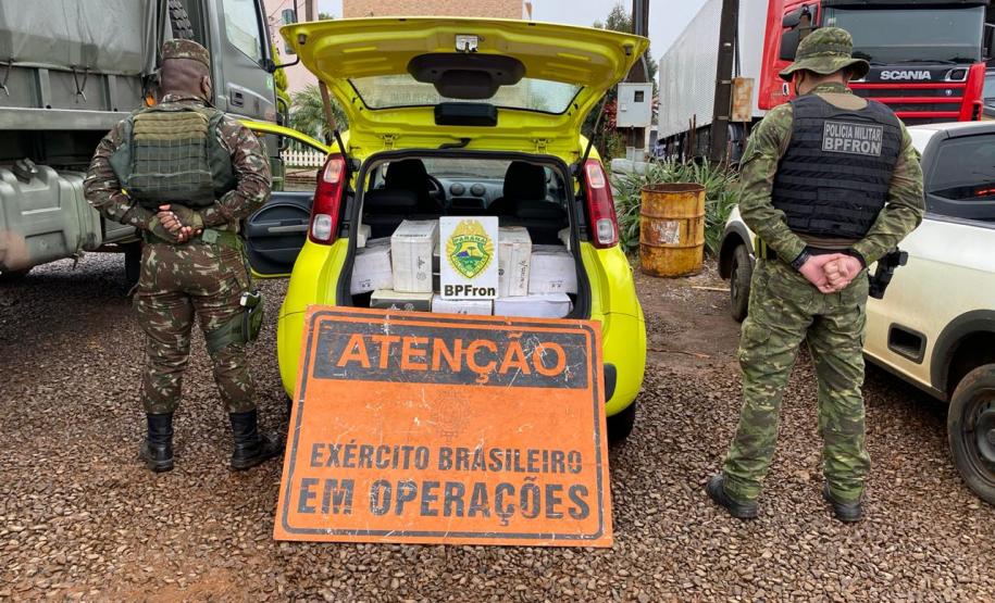 Na região de fronteira, BPFron localiza 162 garrafas de vinhos e 350 pacotes de cigarros contrabandeados durante a Operação Hórus