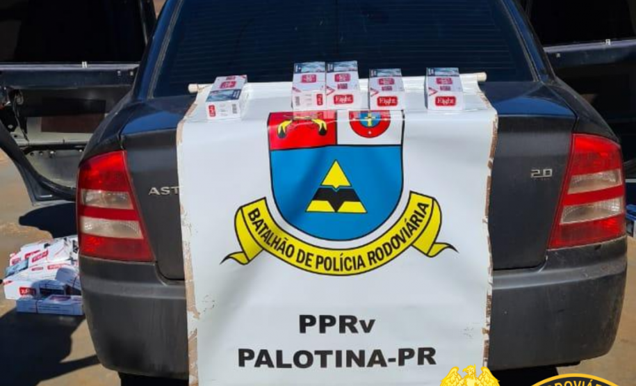 Carro carregado com mais de 12 mil maços de cigarros é apreendido pelo BPRv no Oeste do estado