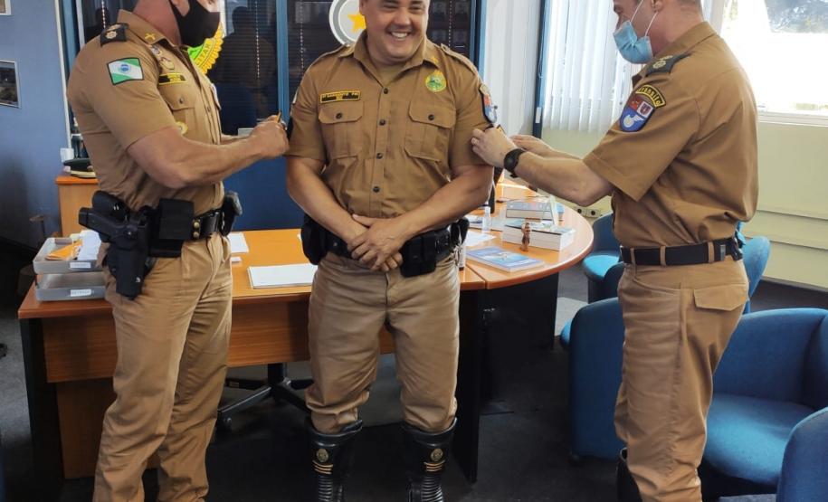 Praças do BPTran promovidos são recebidos pelo Comandante da unidade e do 1º Comando Regional da PM