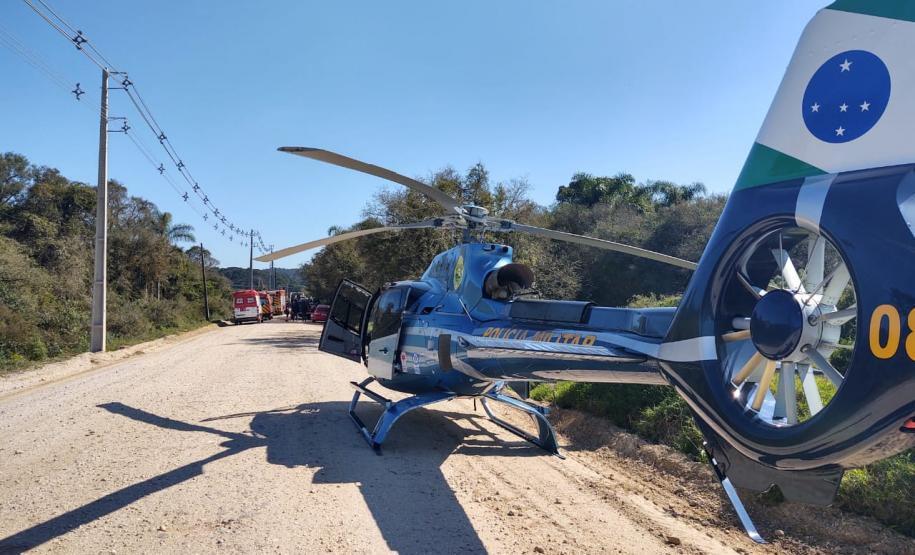 Helicóptero do BPMOA presta apoio em acidente de trânsito e encaminha vítima para o Hospital do Rocio na RMC
