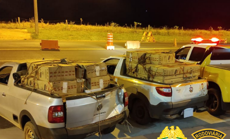 BPRv apreende dois carros carregados com 45 mil maços de cigarros contrabandeados no Noroeste do estado