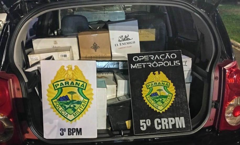 Mais de 260 caixas de vinho e droga são apreendidas pela PM no Sudoeste do estado pela Operação Metrópolis