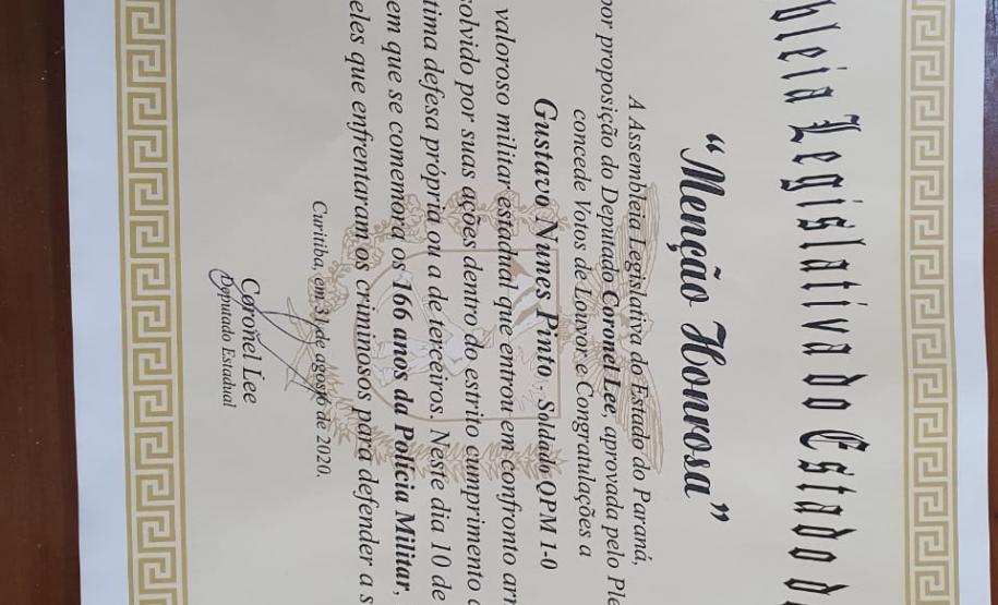 ALEP homenageia policial militar com Menção Honrosa