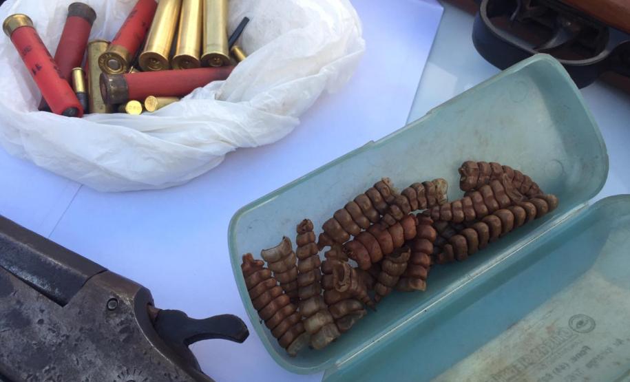 Armas e guizos de cobra Cascavel são apreendidos pela Polícia Ambiental em Alto Piquiri (PR)