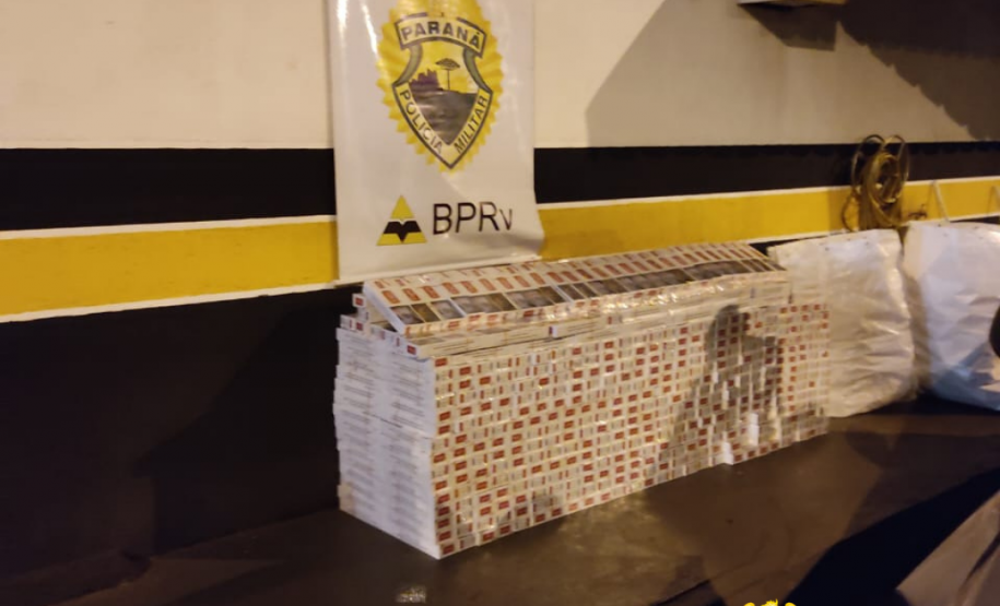 No Noroeste do estado, BPRv apreende 14 quilos de maconha e 22 mil maços de cigarros contrabandeados