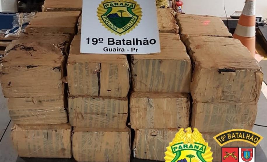 No Oeste do estado, PM apreende 705 quilos de maconha e três mil pacotes de cigarros contrabandeados