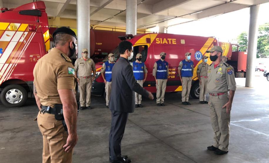 Subcomando-Geral da PM e secretário da Segurança Pública fazem visita técnica em unidades da PM e Corpo de Bombeiros em Londrina