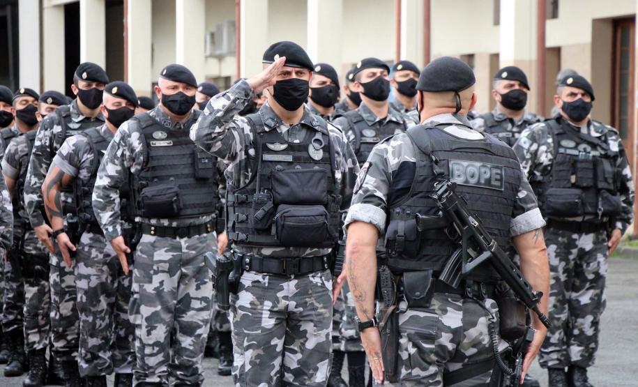 Cerca de 60 policiais do BOPE reforçam o policiamento em Curitiba e na Região Metropolitana de Curitiba (RMC)