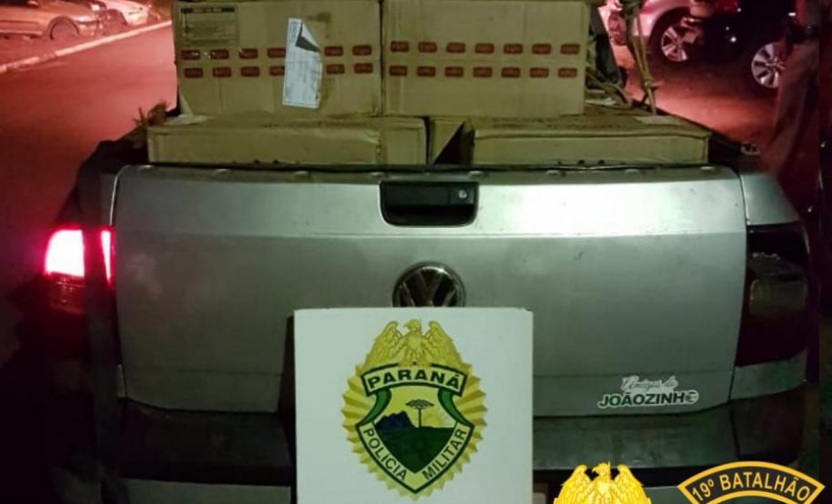 Batalhão da PM localiza três carros e apreende 5,2 mil pacotes de cigarros no Oeste do PR