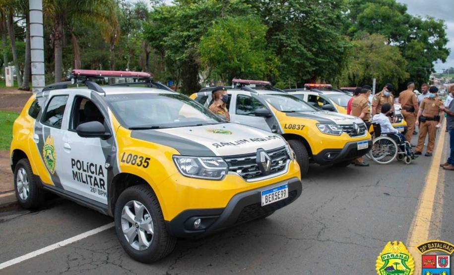 PM de Telêmaco Borba, Ortigueira e Reserva recebem quatro novas viaturas durante solenidade