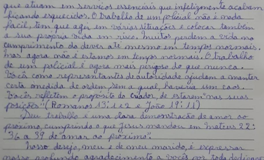 Durante patrulhamento, equipe do BPTran recebe carta de agradecimento em Curitiba