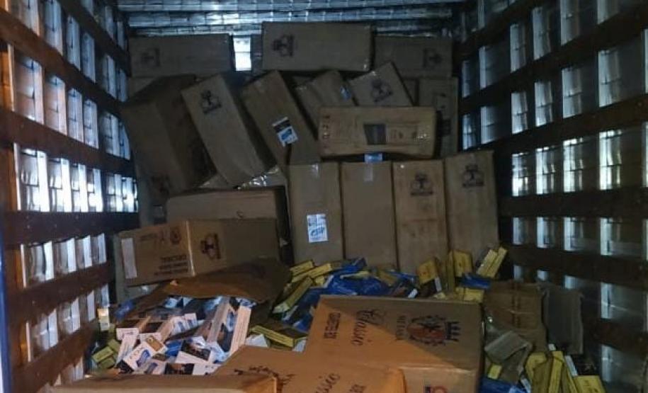 Ação conjunta do BPFron com o 21º Batalhão da PM resulta na apreensão de R$ 412 mil em cigarros contrabandeados