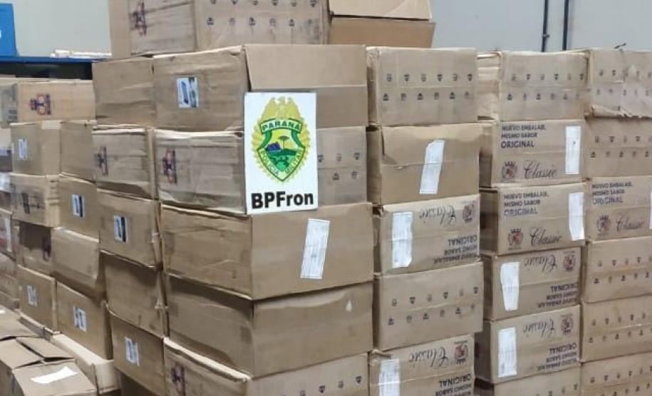 Ação conjunta do BPFron com o 21º Batalhão da PM resulta na apreensão de R$ 412 mil em cigarros contrabandeados