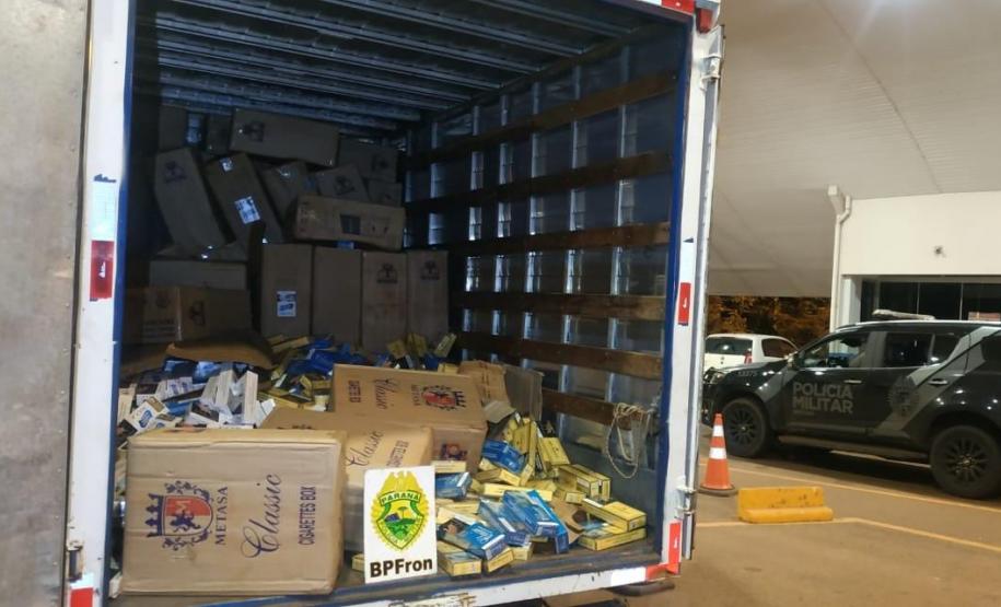 Ação conjunta do BPFron com o 21º Batalhão da PM resulta na apreensão de R$ 412 mil em cigarros contrabandeados