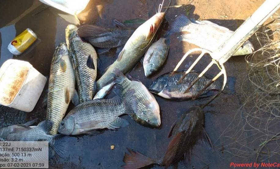 Batalhão Ambiental apreende diversos materiais de pesca e caça ilegal no Alagado de Salto Santiago, no Sudoeste do estado