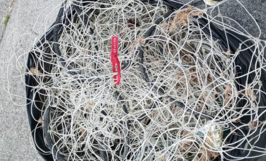 Batalhão Ambiental apreende rede de pesca na Ilha das Peças