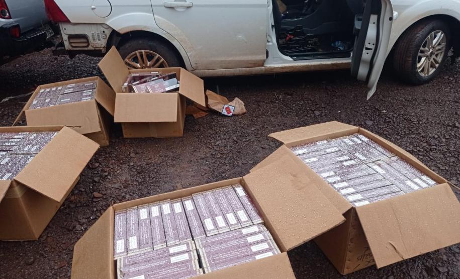 Mais de sete mil maços de cigarro contrabandeado são apreendidos pela PM em Guaíra, no Oeste