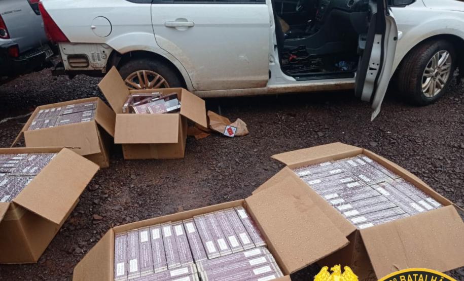 Mais de sete mil maços de cigarro contrabandeado são apreendidos pela PM em Guaíra, no Oeste