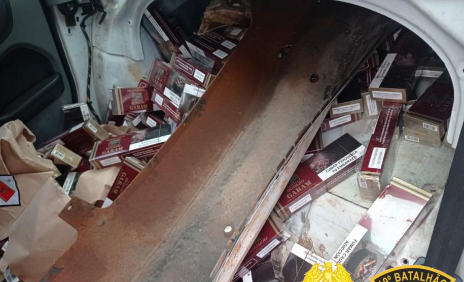 Mais de sete mil maços de cigarro contrabandeado são apreendidos pela PM em Guaíra, no Oeste