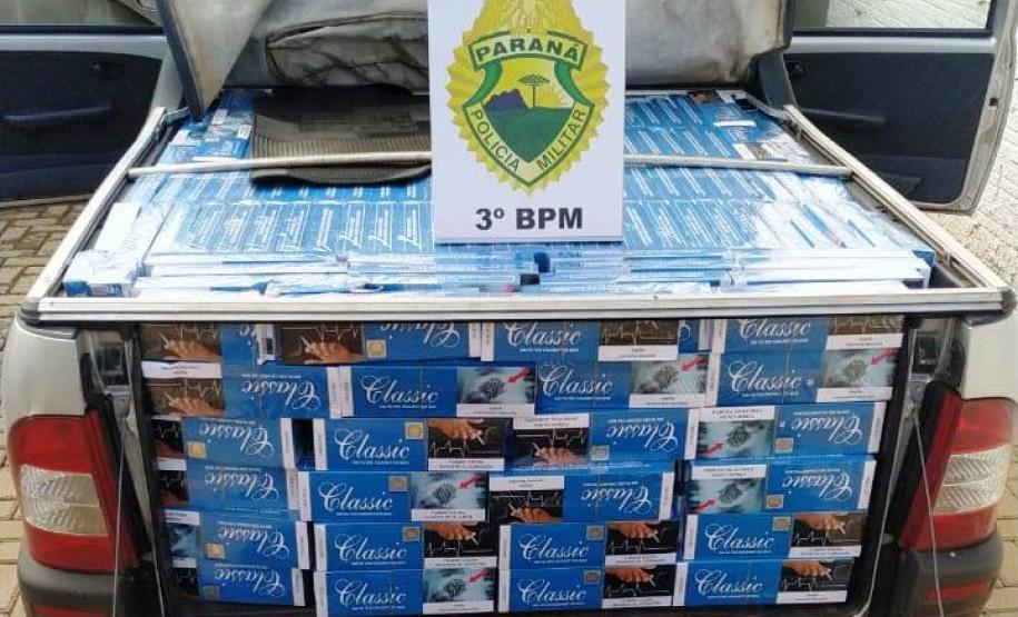 Cerca de 1 mil pacotes de cigarros contrabandeados são apreendidos pela PM em São Jorge D’Oeste, no interior do estado
