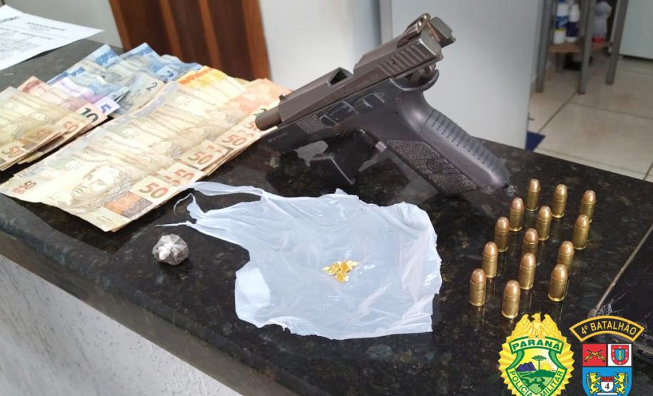 Homem é preso pela PM portando uma pistola e 14 munições em Marialva, no Noroeste do estado