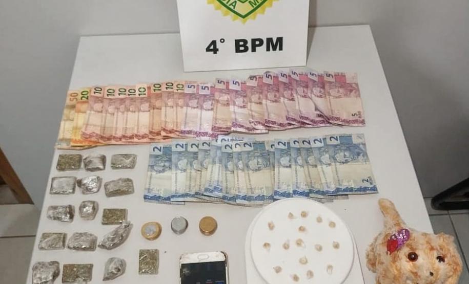 PM prende três pessoas e apreendem diversas porções de drogas, dinheiro e uma bicicleta no Noroeste do estado