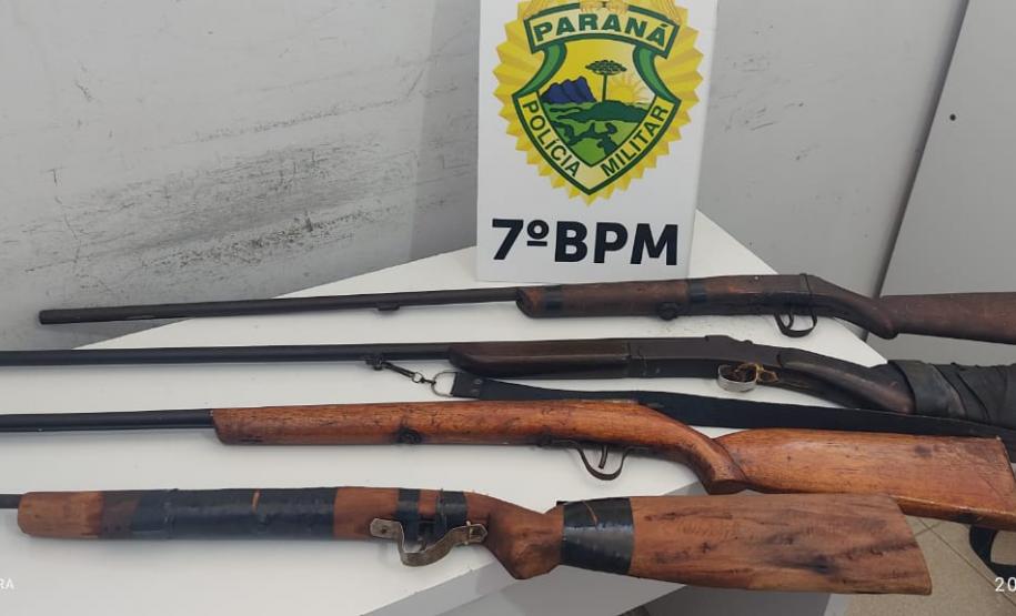 Em ocorrências distintas, PM apreende cinco armas de fogo e encaminha três suspeitos em Rondon (PR)