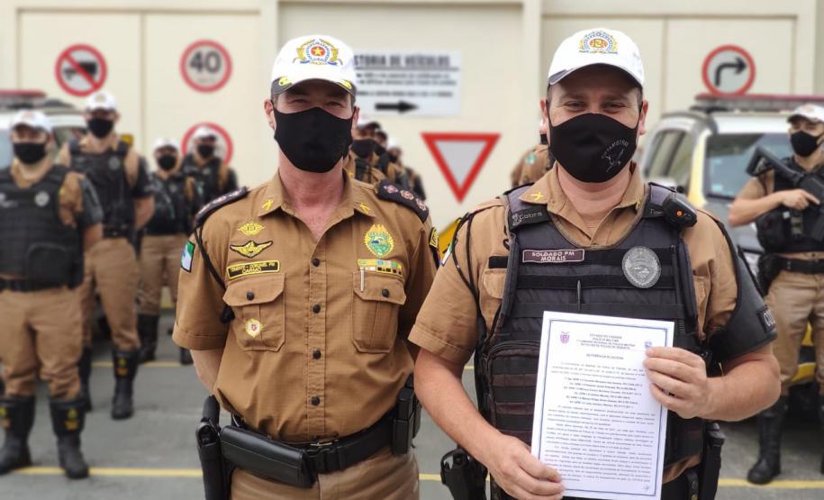 Policiais militares do BPTran são homenageados pelo profissionalismo aplicado no atendimento de ocorrência de tráfico na Capital