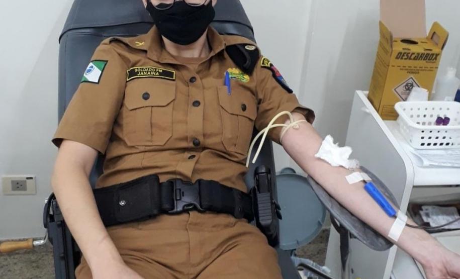 No Noroeste do estado, policiais militares participam de campanha de doação de sangue