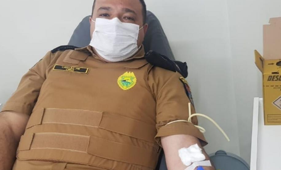 No Noroeste do estado, policiais militares participam de campanha de doação de sangue