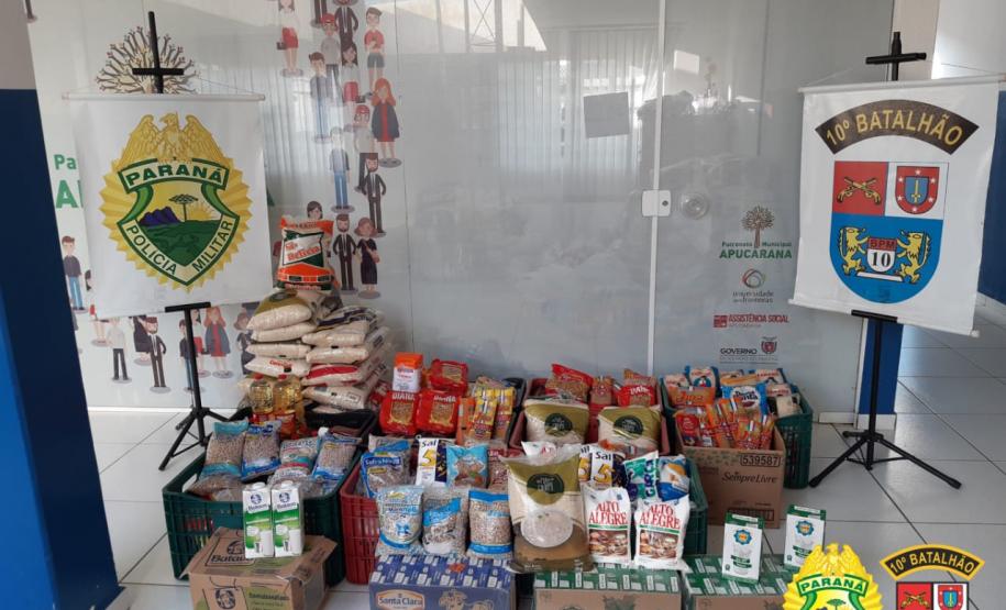 Batalhão da PM de Apucarana arrecada mais de 420 quilos de alimentos para Campanha Vacina Solidária