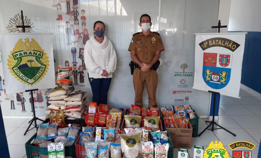 Batalhão da PM de Apucarana arrecada mais de 420 quilos de alimentos para Campanha Vacina Solidária