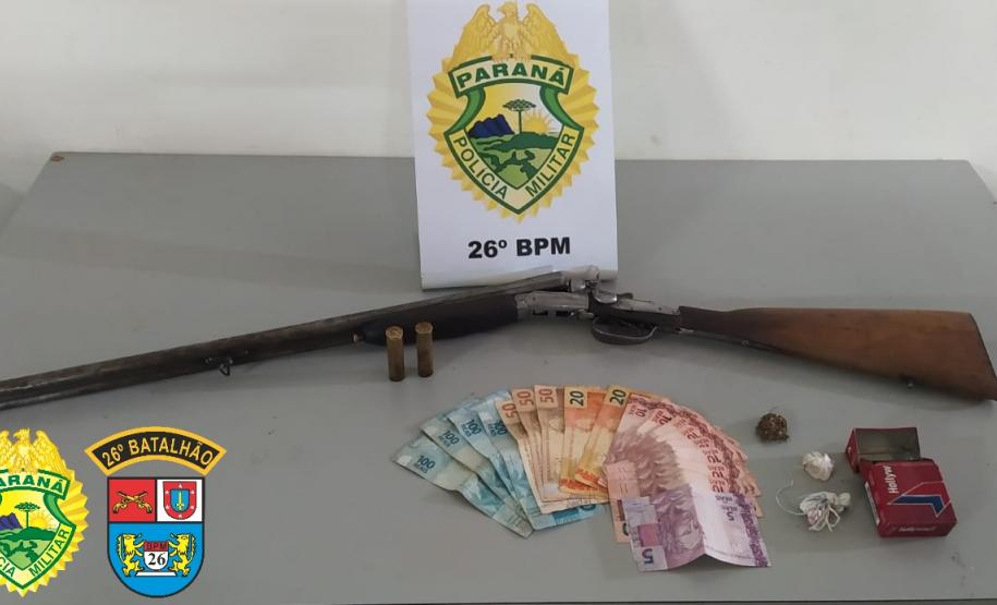PM apreende armas e drogas em ocorrências distintas na região de Telêmaco Borba, nos Campos Gerais